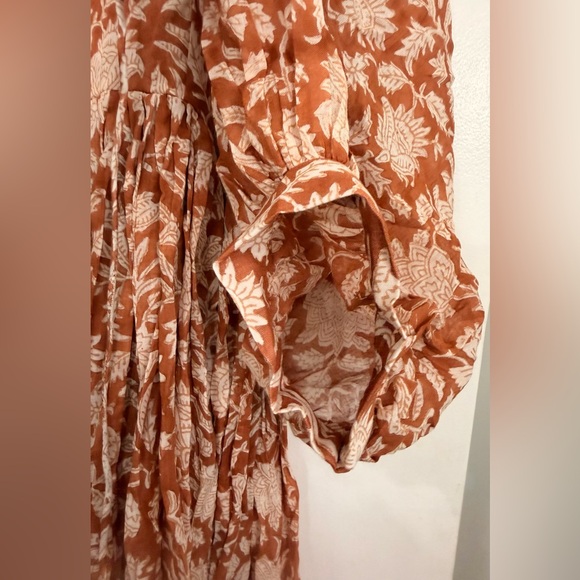 NWT Daughters of India Kyra Cotton Midi Dress Caramel Size Small - Picture 7 of 9